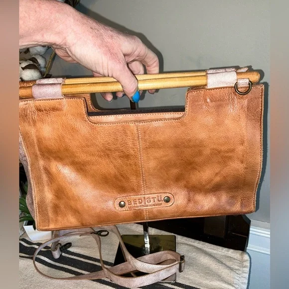 NWOT Bed Stu Leather Nataly Tan Rustic Nectar Lux Crossbody Handbag Retail $285 - Picture 4 of 14
